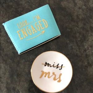 Kate spade ring dish #bride and cup coozie combo